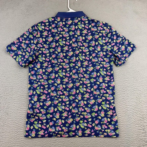 RLX Ralph Lauren Polo Shirt Mens Medium Blue Floral Golf Stretch Performance - Picture 5 of 12